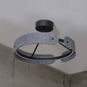 OSRAM stropné LED svetlo Decor Curve Felt, sivá, plsť, 3 000 K, Hliník / sivá / zinok, Obývacia izba / jedáleň, Textil / látka / hodváb, Moderný, Stropné svetlo polkruhové s priestorom