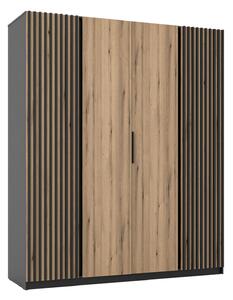 Šatníková skriňa Kaja 2LAM 2F 200x239x62 - čierna/dub