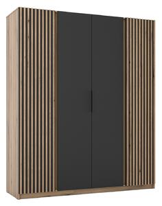 Šatníková skriňa Kaja 2LAM 2F 200x239x62 - dub/čierna