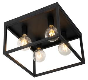 Priemyselná stropná lampa čierna 40 cm 4 -svetelná - Klietka