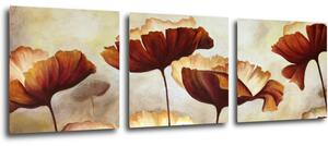 Impresi Obraz Malované kvety - 90 x 30 cm (3 dielny)