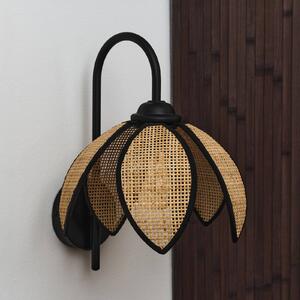 OSRAM nástenné svetlo Decor Rattan Lotus, béžová/čierna, E27, Krémová / jantárovo žltá, Obývacia izba / jedáleň, Drevo, Stredomorský, Nástenné svietidlo