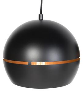 Dizajnová závesná lampa čierna so zlatým interiérom 3-svetlo - Buell