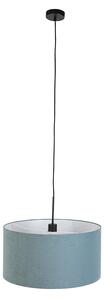 Závesná lampa čierna s modrým tienidlom 50 cm - Combi 1
