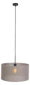 Vidiecka závesná lampa čierna s tupým odtieňom 50 cm - Combi 1