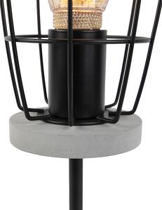 Priemyselná stolová lampa betónový vzhľad s čiernou farbou - Rohan