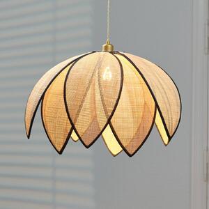OSRAM závesné svietidlo Decor Rattan Lotus, Ø 67 cm, béžová, E27, Krémová / jantárovo žltá, Obývacia izba / jedáleň, Drevo, Stredomorský, Závesné svietidlo