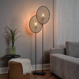 Stojacia lampa OSRAM Decor Rattan Dandelion, 2-pl., béžová, E27, Krémová / jantárovo žltá, Obývacia izba / jedáleň, Drevo, Stredomorský