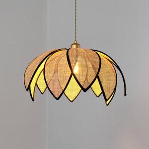 OSRAM závesné svietidlo Decor Rattan Lotus, Ø 48 cm, béžová, E27, Krémová / jantárovo žltá, Obývacia izba / jedáleň, Drevo, Stredomorský, Závesné svietidlo
