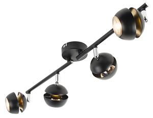 Moderný reflektor so 4 svetlami čiernej farby so zlatým interiérom - Buell Deluxe
