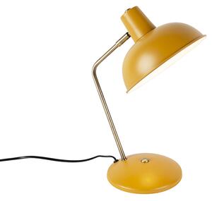 Retro stolová lampa žltá s bronzom - Milou