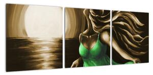 Obraz ženy v zelenom (Obraz 90x30cm)