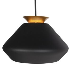 Moderné závesné svietidlo 3-svetlé čierne so zlatom - Mia