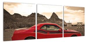 Červené auto - obraz (Obraz 90x30cm)