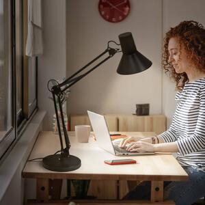 OSRAM stolová LED lampa Office Line Desk Retro, čierna 3 000 K, Čierna, Pracovňa / Kancelária, kov, Stojacie svietidlo