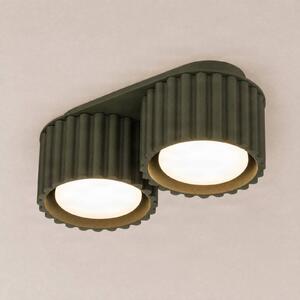 SOLLUX LIGHTING Stropné svietidlo Aura 2, olivovo zelené, 2-pl., dĺžka 21 cm, GX53, Zelená, Chodba, Hliník, Moderný, Stropné svetlo