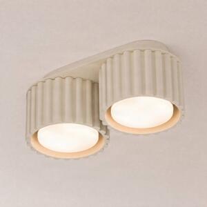 SOLLUX LIGHTING Stropné svietidlo Aura 2, béžové, 2-pl., dĺžka 21 cm, GX53, Krémová / jantárovo žltá, Chodba, Hliník, Moderný, Stropné svetlo