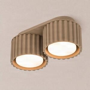 SOLLUX LIGHTING Stropné svietidlo Aura 2, farba taupe, 2-pl., dĺžka 21 cm, GX53, Hliník / sivá / zinok, Chodba, Hliník, Moderný, Stropné svetlo