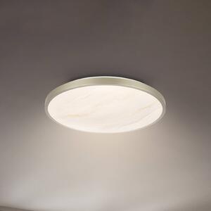 Briloner Stropné LED svetlo Competo, 3 000 K, Ø 33 cm, matný nikl, Krémová / jantárovo žltá, Pracovňa / Kancelária, Plast, Moderný, Závesné svietidlo