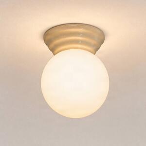 SOLLUX LIGHTING Stropné svietidlo Zori, béžová/opálová, Ø 16 cm, keramika/sklo, IP44, Biela / opálová, Kúpeľňa, Sklo, Moderný, Nástenné svietidlo