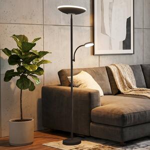 Briloner LED stojacia lampa Sira, čierne, dotykový stmievač, na citanie, Čierna, Pracovňa / Kancelária, kov, Moderný, Zemné bodové svetlo