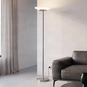Lindby LED stojacia lampa Ragna, nikl, kov, stmievateľné, Hliník / sivá / zinok, Obývacia izba / jedáleň, Sklo, Moderný, Zemné bodové svetlo