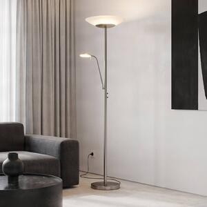 Lindby LED stojacia lampa Ragna, na citanie, niklové, stmievateľné, Obývacia izba / jedáleň, kov, Moderný, Zemné bodové svetlo