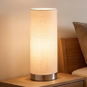 Lindby Stolná lampa Ronja, výška 26 cm, krémová farba, textil, Krémová / jantárovo žltá, Spálňa, Textil / látka / hodváb, Moderný, Stolová lampa