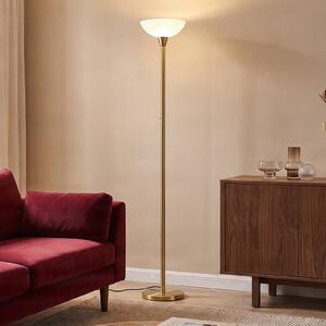 Lindby Stojacia lampa Ignacia, mosadzná farba, sklo, 180 cm, E27, Mosadz / zlato, Obývacia izba / jedáleň, kov, Moderný, Zemné bodové svetlo