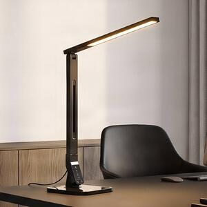 Lindby Stolná LED lampa Eleni, čierna, stmievateľná, Čierna, Pracovňa / Kancelária, Plast, Moderný, Stolová lampa