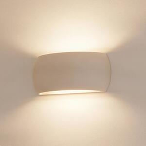 SOLLUX LIGHTING Nástenné svetlo Curve s osvetlením smerom nahor/nadol z bielej keramiky, Biela / opálová, Obývacia izba / jedáleň, Keramický, Moderný, Nástenné svietidlo