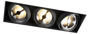 Zapustené bodové čierne AR111, 3 žiarovky, bez žiarovky - Oneon 111-3