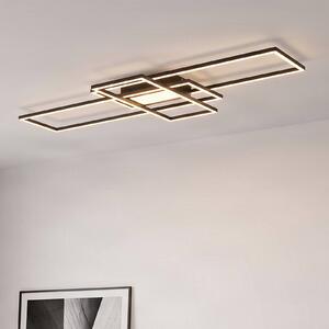 Lindby Ismera LED stropné svietidlo 3 rámy, antracitová farba, Čierna, Obývacia izba / jedáleň, Hliník, Moderný, Stropné svetlo