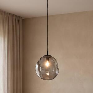 TK Lighting Sklenené závesné svietidlo Sol, Ø 35 cm, čierna/dymovo sivá, Jasné / priehľadné, Obývacia izba / jedáleň, Sklo, Moderný, Závesné svietidlo