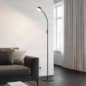 Lindby LED stojacia lampa Maori, 140 cm, čierne, stmievateľné, Čierna, Pracovňa / Kancelária, kov, Moderný, Stolová lampa
