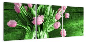 Tulipány vo váze, obraz na stenu (Obraz 90x30cm)