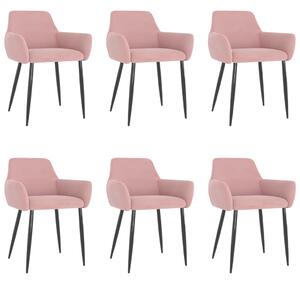 Jedálenské stoličky 6 ks ružové zamat