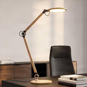 Lindby Stolná LED lampa Nyxaris, zlatá, kov, 50 cm, Mosadz / zlato, Pracovňa / Kancelária, Plast, Moderný, Stolová lampa