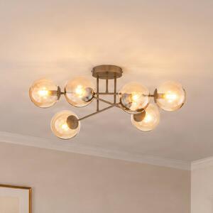EMIBIG LIGHTING Stropné svietidlo ROMA, béžové, Ø 75 cm, 6-pl., sklo/kov, E14, Krémová / jantárovo žltá, Obývacia izba / jedáleň, Sklo, Moderný, Stropné svetlo