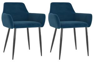 Jedálenské stoličky 2 ks modré zamat