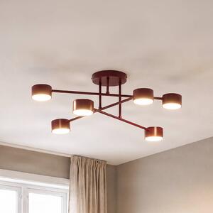EMIBIG LIGHTING Stropné svietidlo HALO, tmavočervené, Ø 60 cm, 6-pl., kovové, GX53, Červená, Obývacia izba / jedáleň, kov, Moderný, Stropné svetlo