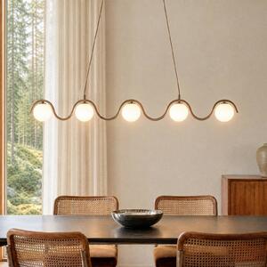 EMIBIG LIGHTING Závesné svietidlo SINUS, béžové, dĺžka 110 cm, 5-pl., kov/sklo, Krémová / jantárovo žltá, Obývacia izba / jedáleň, kov, Moderný, Závesné svietidlo