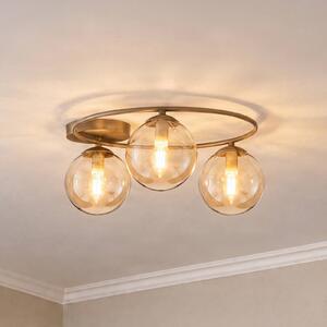 EMIBIG LIGHTING Stropné svietidlo Sopra, béžové, Ø 47 cm, 3-pl., sklo/kov, E14, Krémová / jantárovo žltá, Obývacia izba / jedáleň, Sklo, Moderný, Stropné svetlo