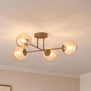 EMIBIG LIGHTING Stropné svietidlo ROMA, béžové, dĺžka 75 cm, 4-pl., sklo/kov, Krémová / jantárovo žltá, Obývacia izba / jedáleň, Sklo, Moderný, Stropné svetlo