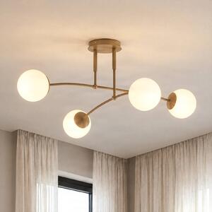 EMIBIG LIGHTING Stropné svietidlo Pregos, béžové, Ø 60 cm, 4-pl., kov/sklo, Krémová / jantárovo žltá, Obývacia izba / jedáleň, kov, Moderný, Stropné svetlo
