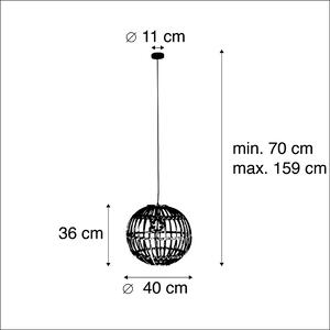 Vidiecka závesná lampa z prírodného bambusu - Cane Ball 40