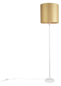 Vintage stojaca lampa biela so zlatým trojuholníkom odtieň 40 cm - Simplo