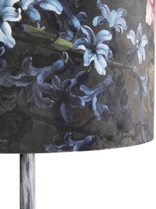 Vintage stojaca lampa starožitný sivý odtieň kvetinový vzor 40 cm - Simplo