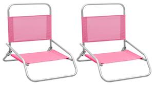 Skladacie plážové stoličky 2 ks ružové látka