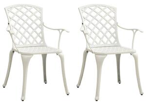 Záhradné stoličky 2 ks odlievaný hliník biele